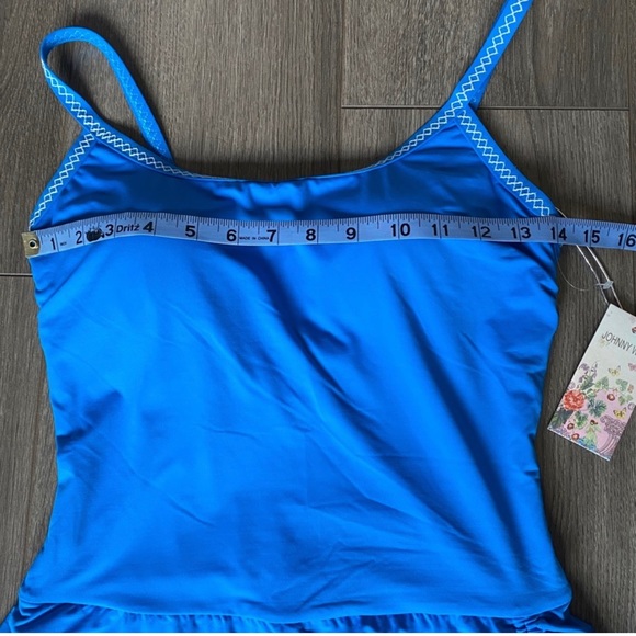 Johnny Was Denise Skirted Tank Suit Blue Sz Medium - Picture 2 of 3